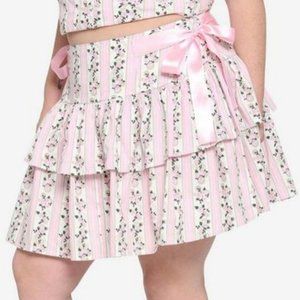 Wheels and Roses Pink Tiered Skirt with Satin Ribbon